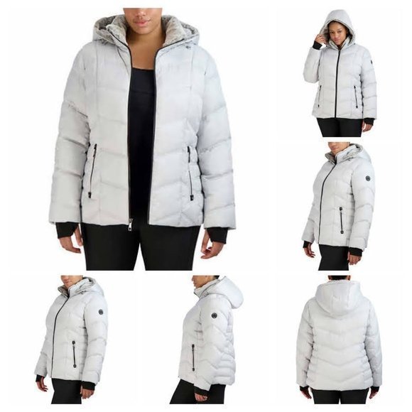 Ladies’ Gray /Silver Puffer removable hood‎ Jacket Nautica - Picture 1 of 10